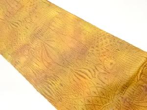 ふくれ織抽象建物尽くし模様織出し全通袋帯